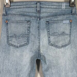7 For All Mankind Guinevere Skinny Jeans Light Wash Blue Mid Rise Size 29